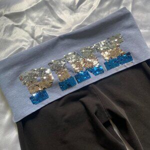 🌸🦋Y2K PINK Sequin Fold Over Yoga Pants – VS Victoria’s Secret Bling🦋🌸